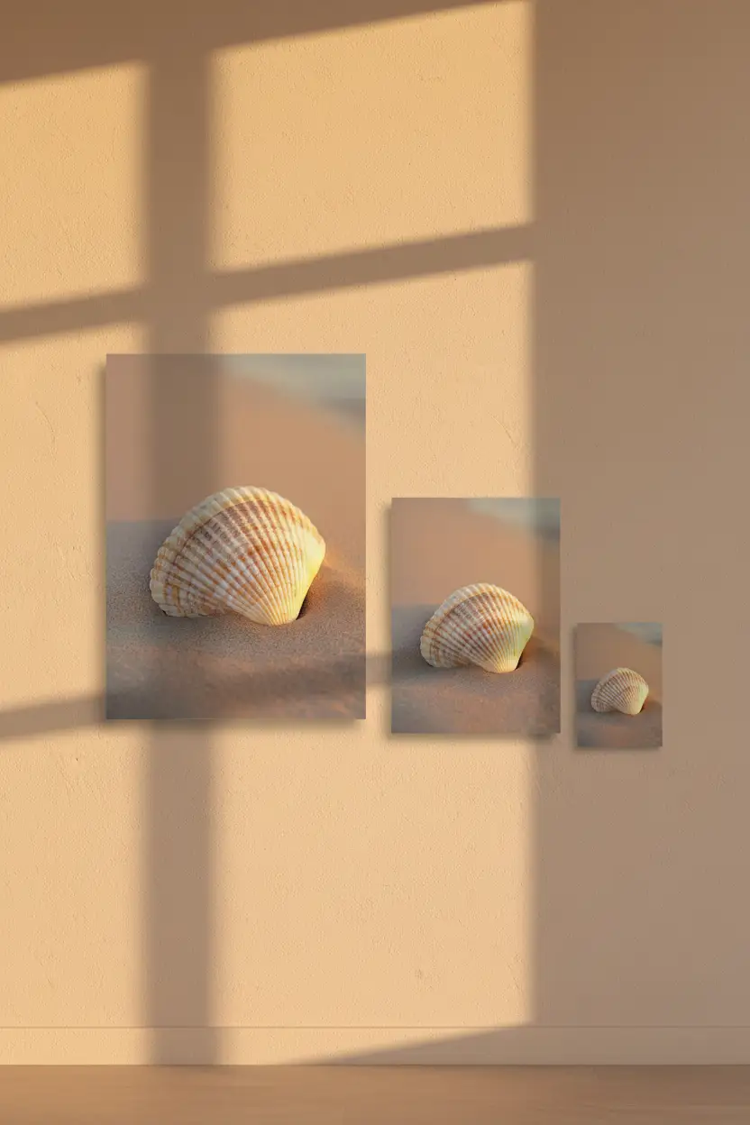 Golden Hour — Ivory Shell Sand Minimalist Wall Art