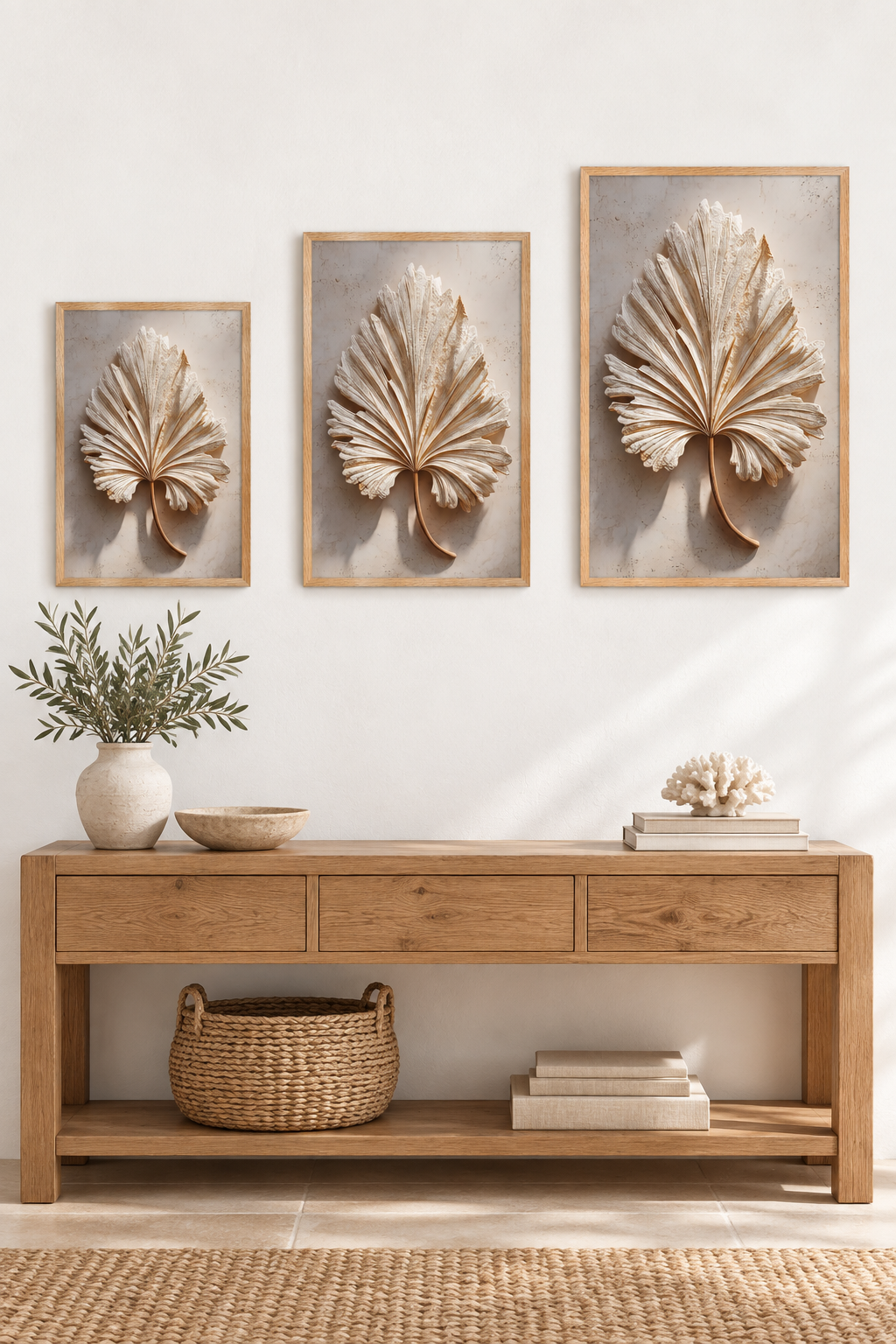 The Palm in Relief in three sizes on one wall