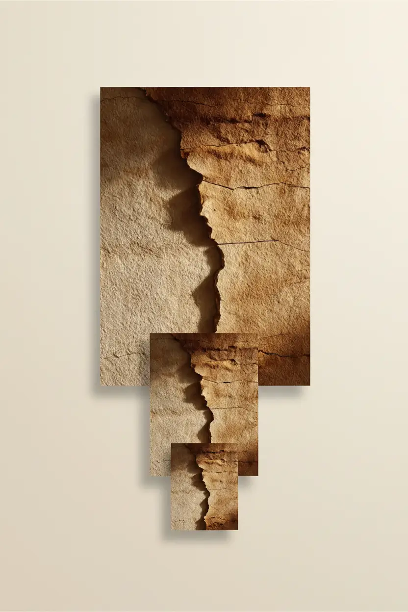 Sandstone Crevice — Minimalist wall poster, golden raking light