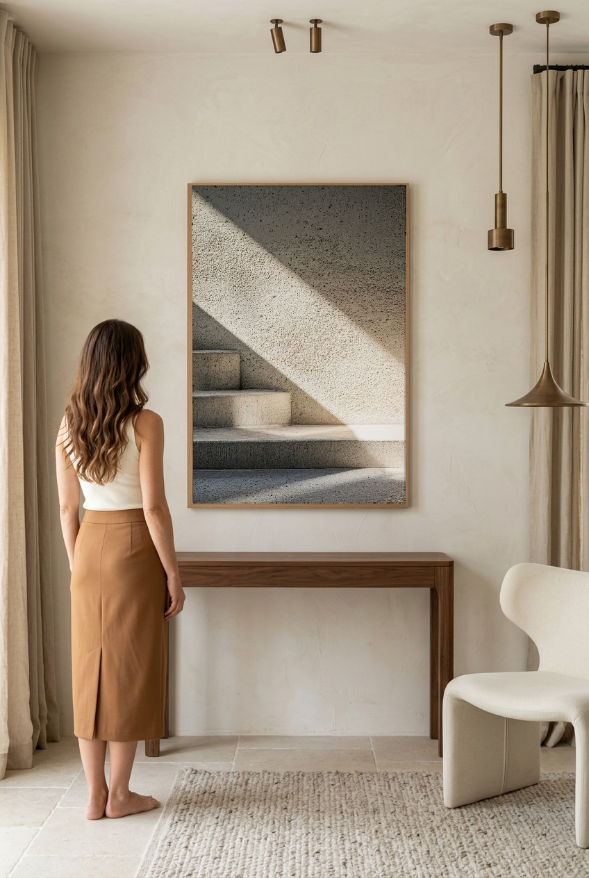 L’Ombre du Midi — vrouw voor de poster in eikenhouten lijst