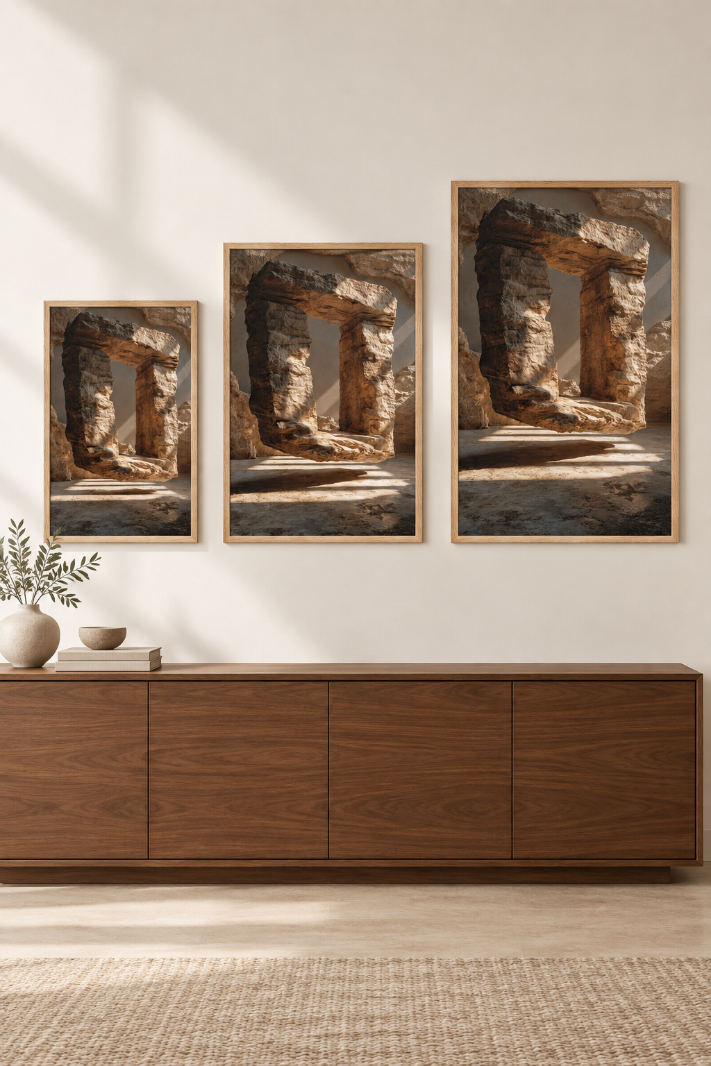 De Rotspoort in drie formaten aan één muur