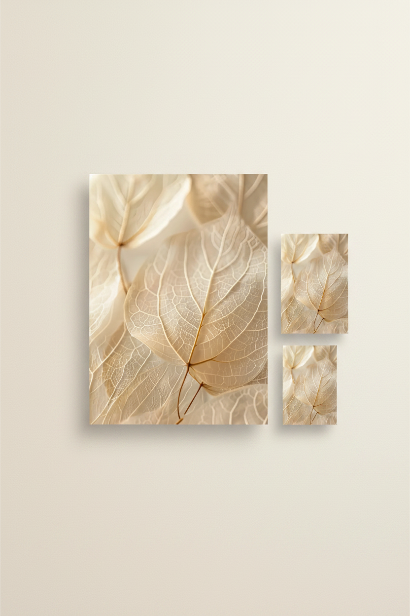 La Hoja Esqueleto — Póster mural minimalista marfil nervaduras