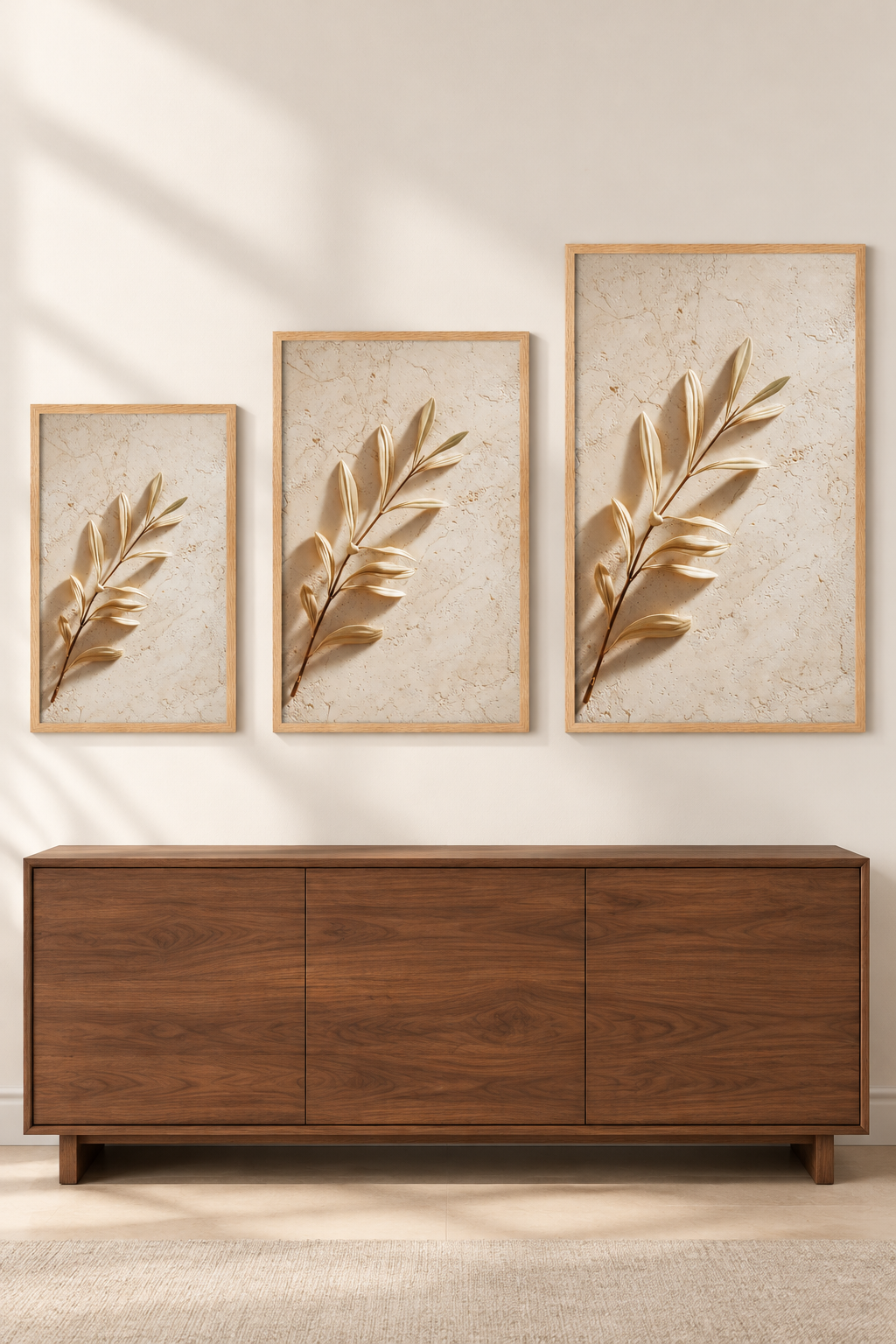 The Golden Branch in three sizes on one wall