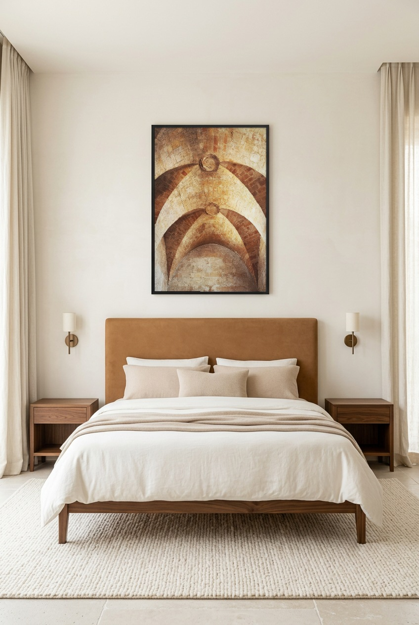 Les Arches Romanes — poster in a black frame in a bedroom