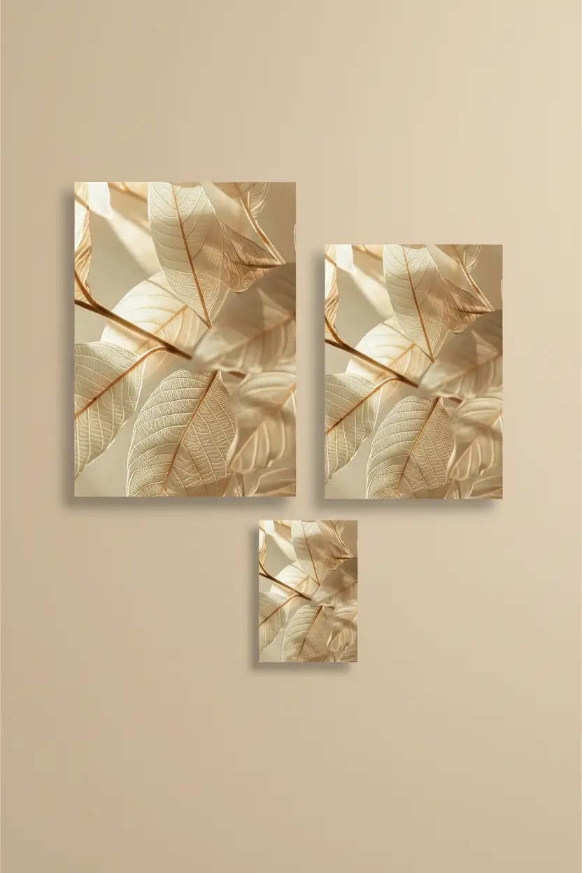 L’Or des Feuilles – Minimalistisches Wandposter Champagner Goldblätter