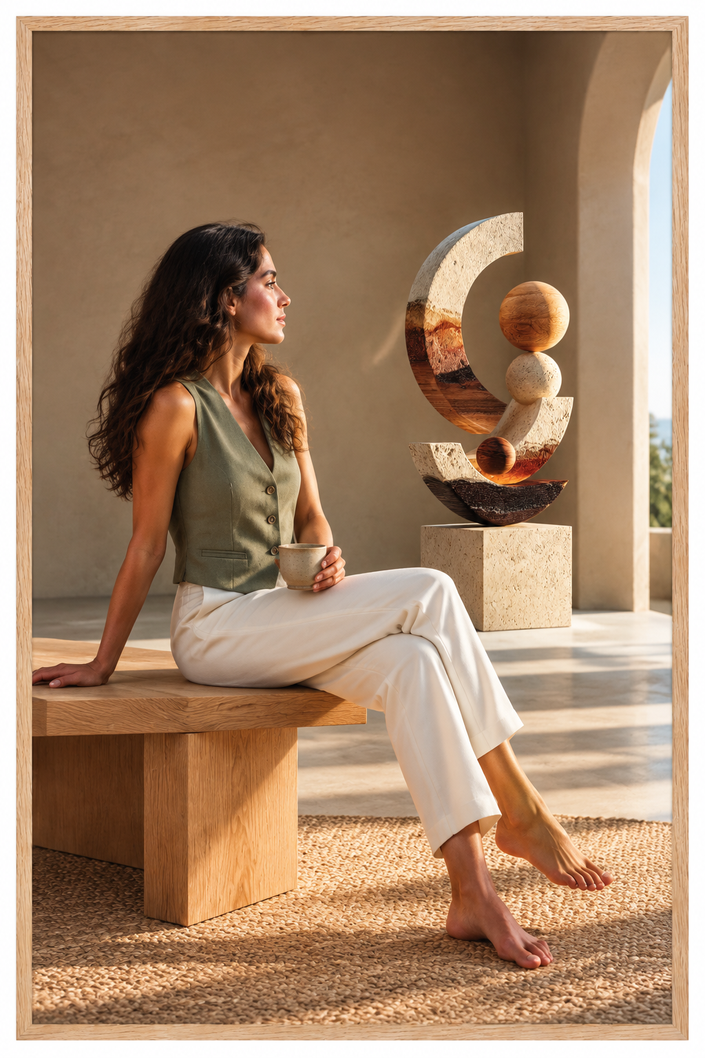 The Crescent Totem — Égérie Cassili with a cup, within its setting