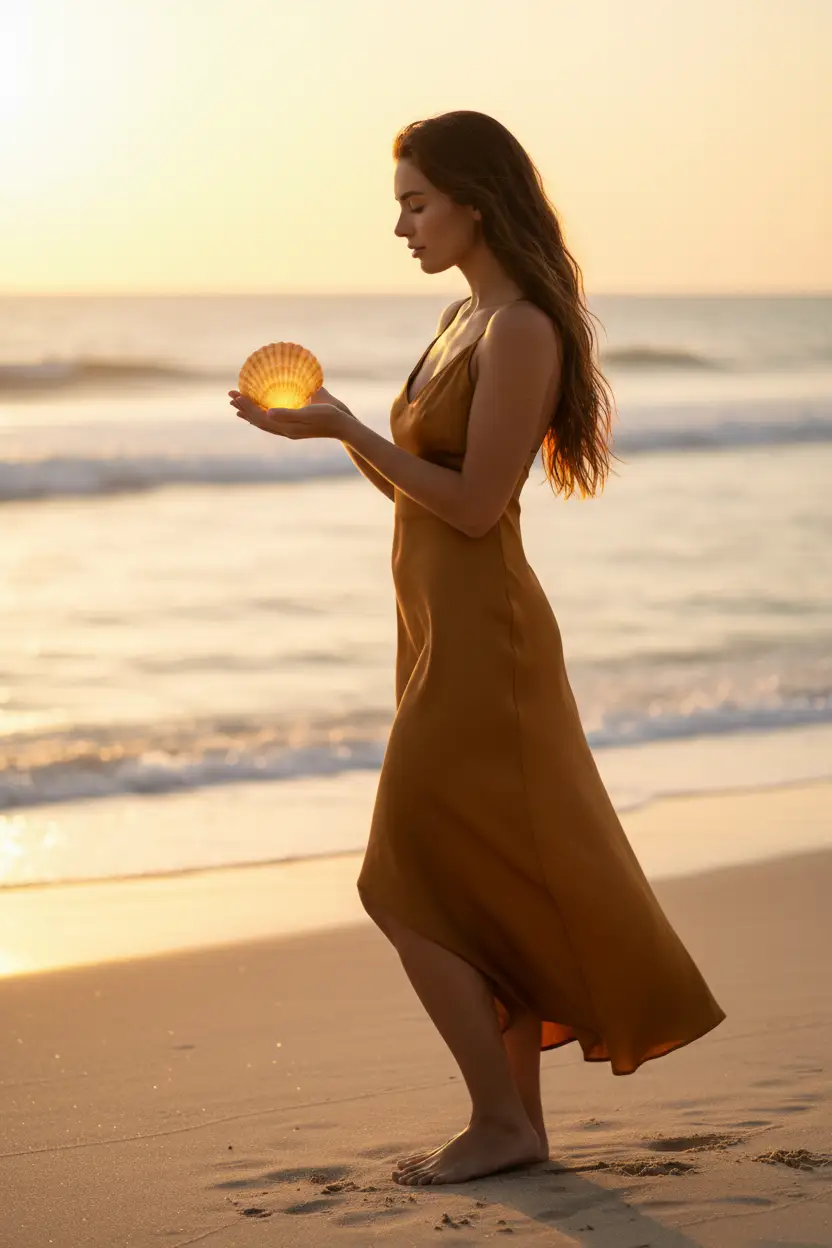 Golden Hour — Ivory Shell Sand Minimalist Wall Art