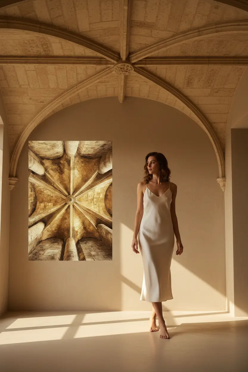 La Voûte Céleste — Póster minimalista de pared oro marfil bóveda