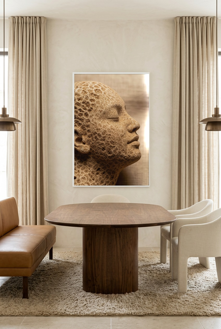 Peau de Corail — poster in a white frame in a dining room