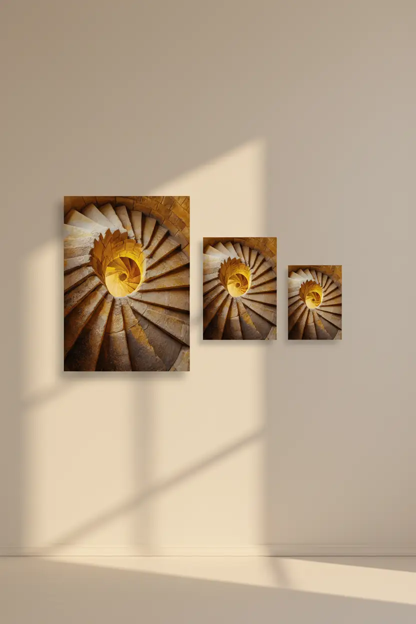 Vortex Doré — Affiche Murale Minimaliste Ambre et Pierre Architecture Méditerranéenne — affiche murale minimaliste | Cassili-home