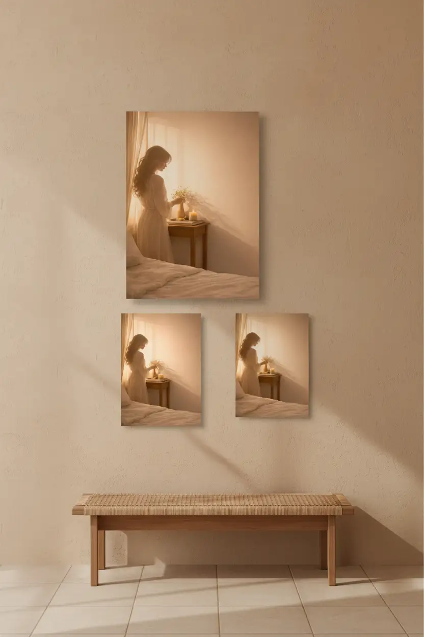 Le Rituel des Fleurs — Minimalistische wandposter gouden kamer