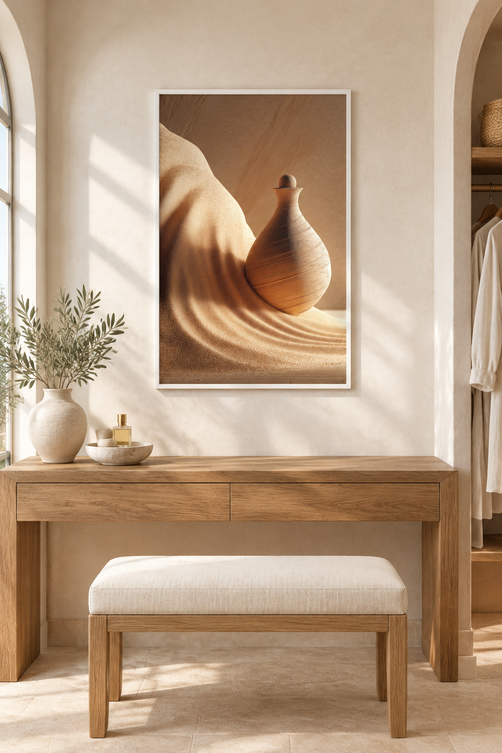 The Flask in the Dunes with a white frame