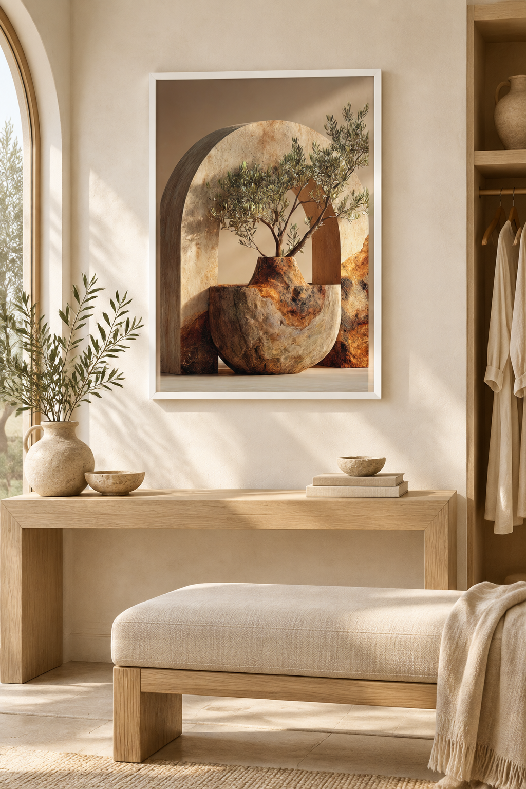 The Olive Tree in the Bowl with a white frame