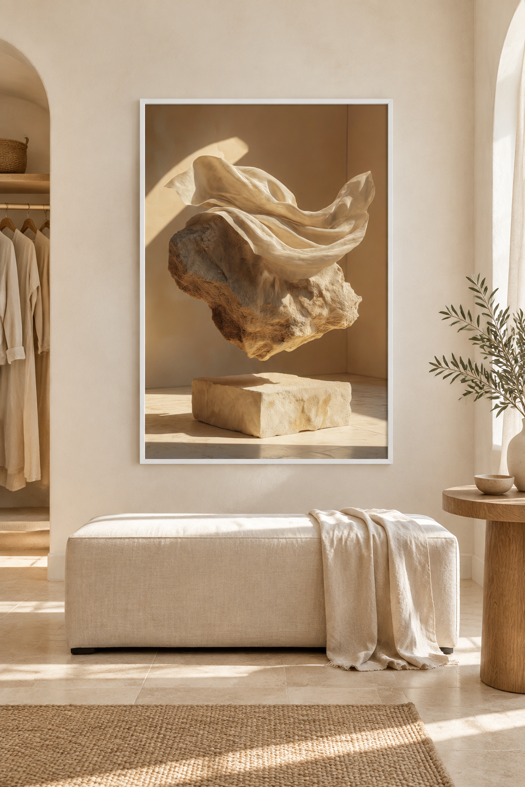 The Veiled Boulder with a white frame