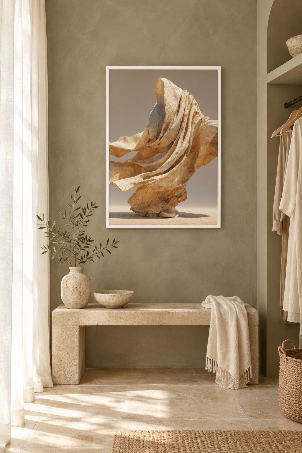 The Drape in the Wind with a white frame