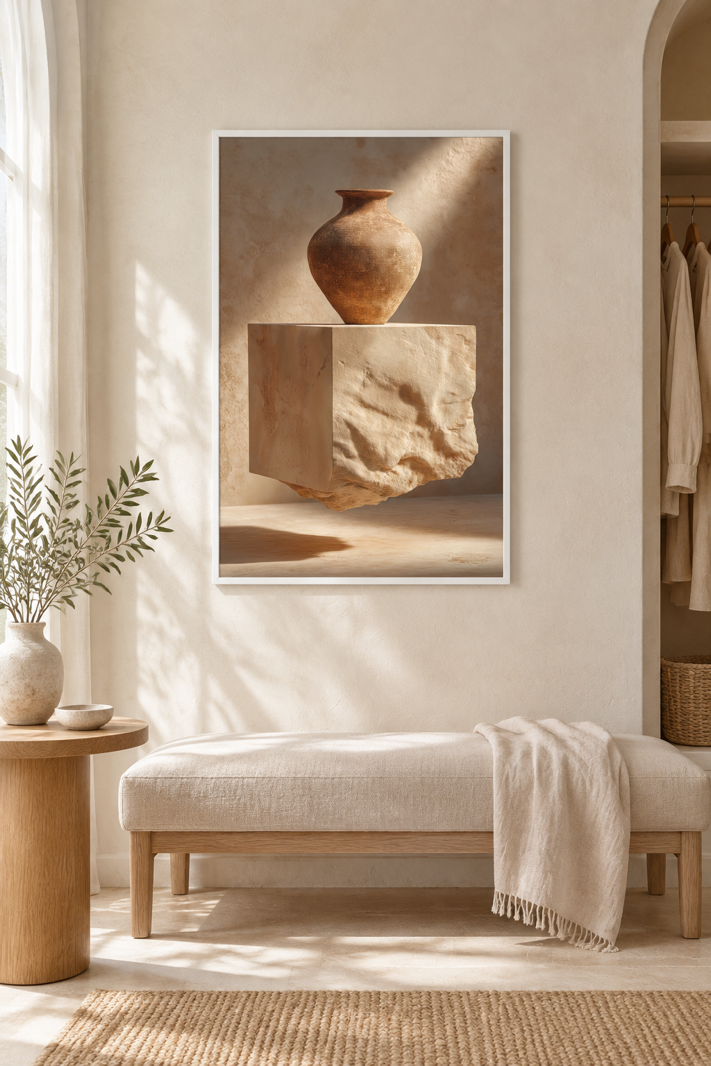 The Vase on the Rough Block with a white frame