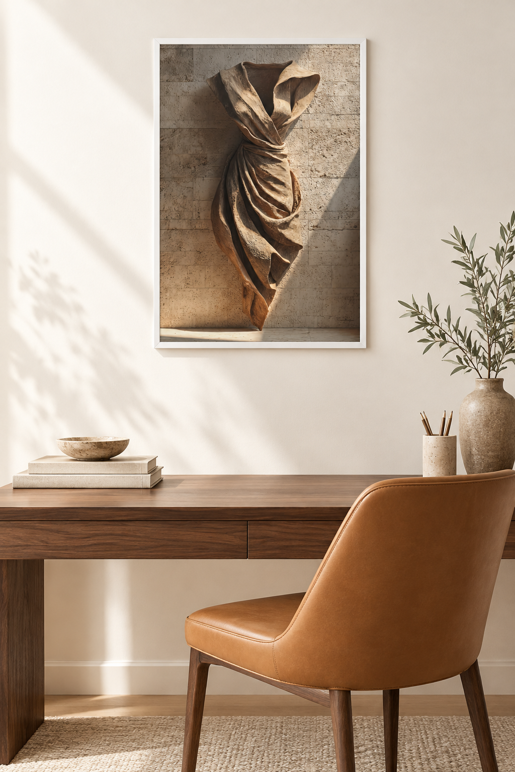La Veste di Pietra con cornice bianca in uno studio