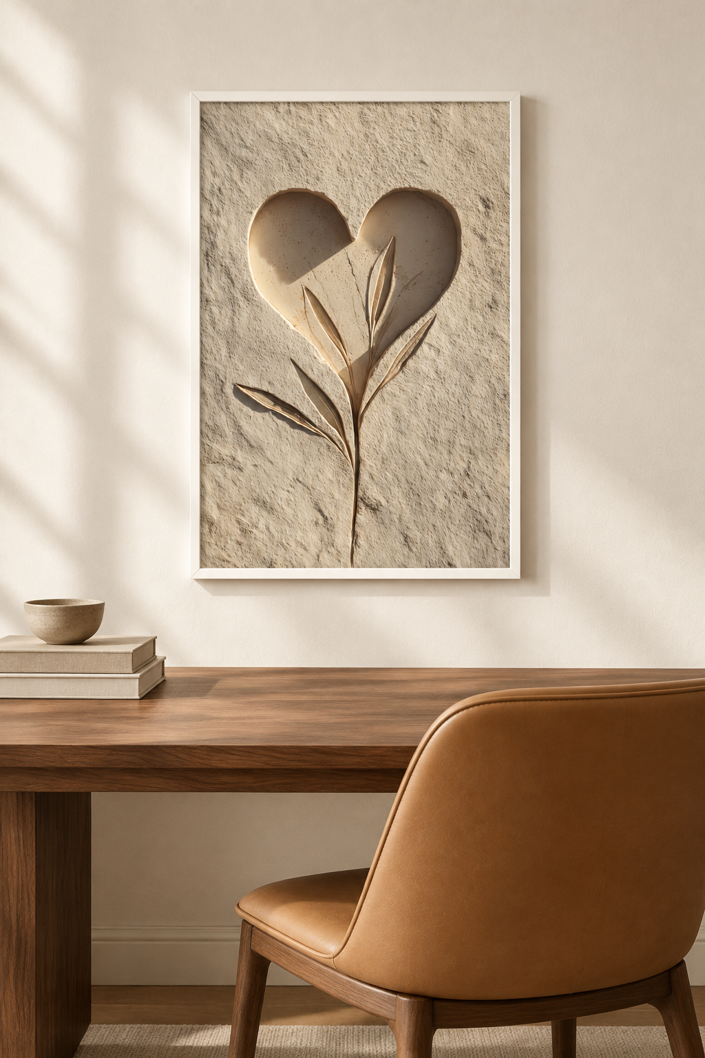 Het Hart en de Stengel met witte lijst in een werkkamer