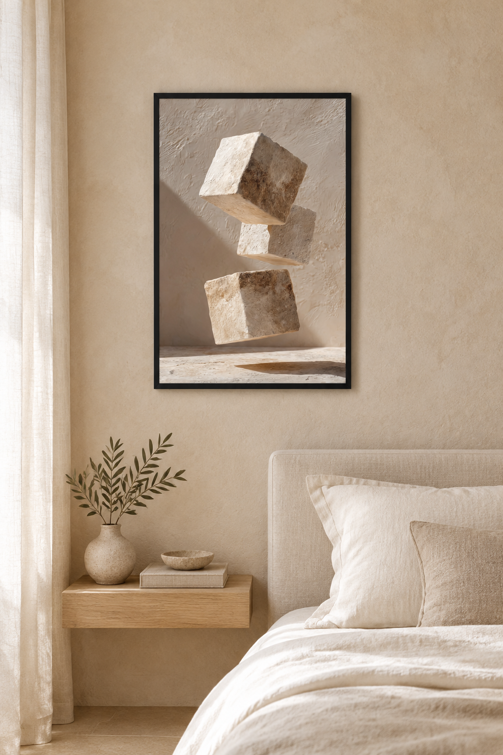 The Three Cubes with a black frame