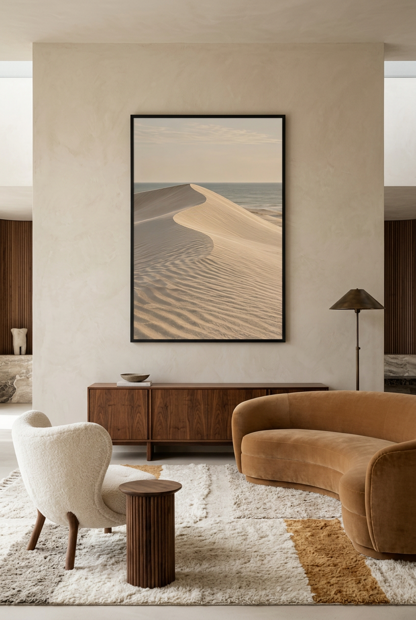 The Sand Crest — poster in a black frame in a living room