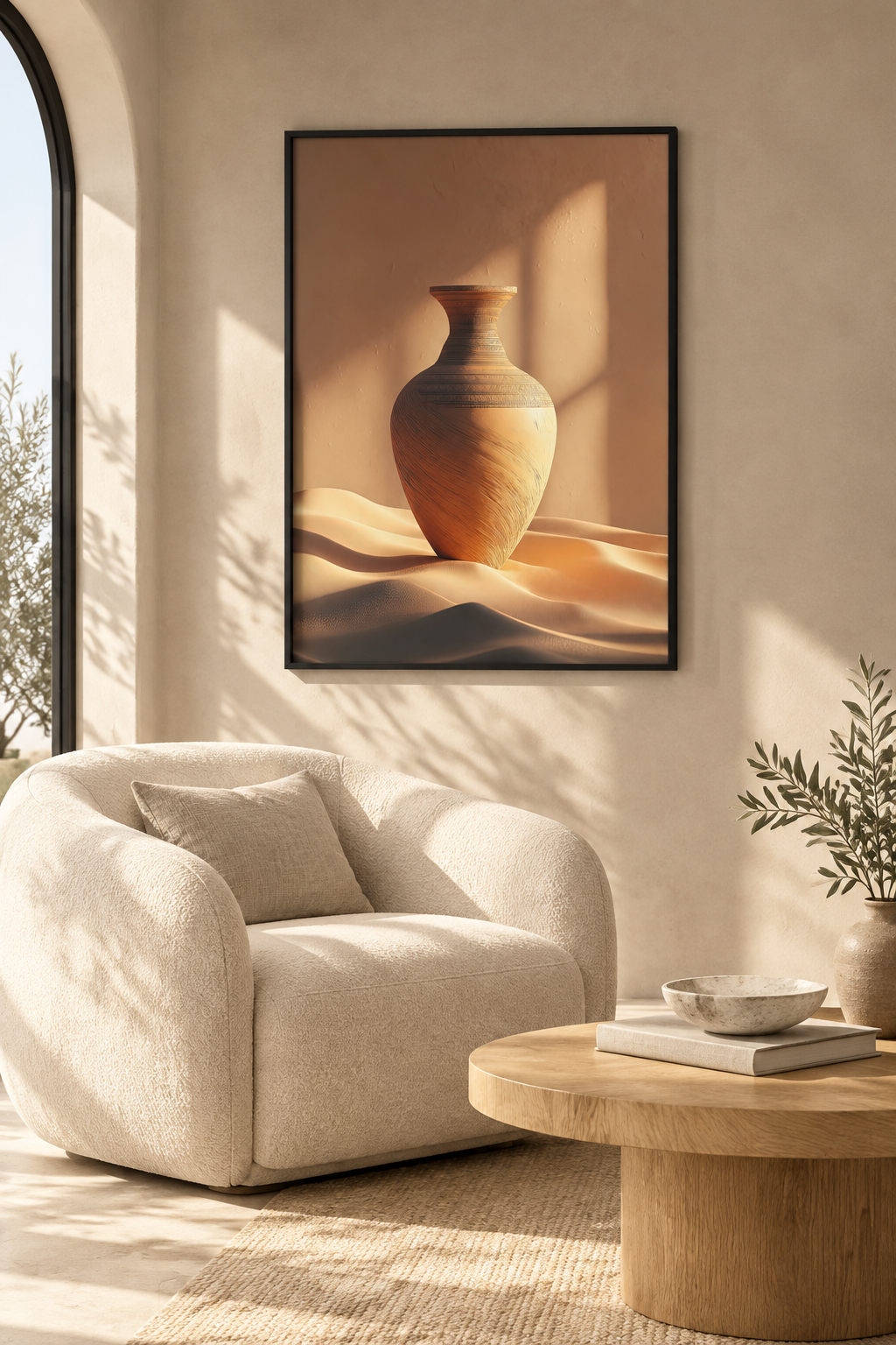 The Amphora on the Dunes with a black frame