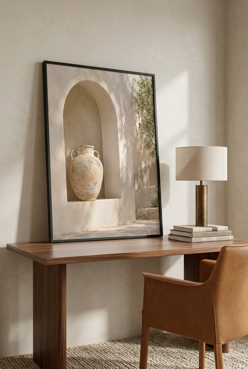 The Amphora Niche — poster in a black frame in a home office