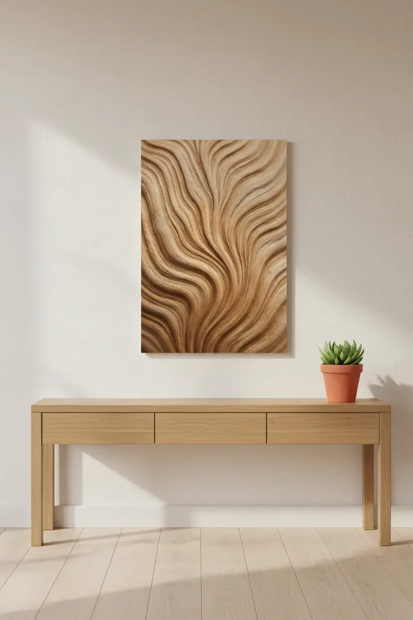 Vagues de Bois — Affiche murale minimaliste brun visage abstrait — affiche murale minimaliste | Cassili-home