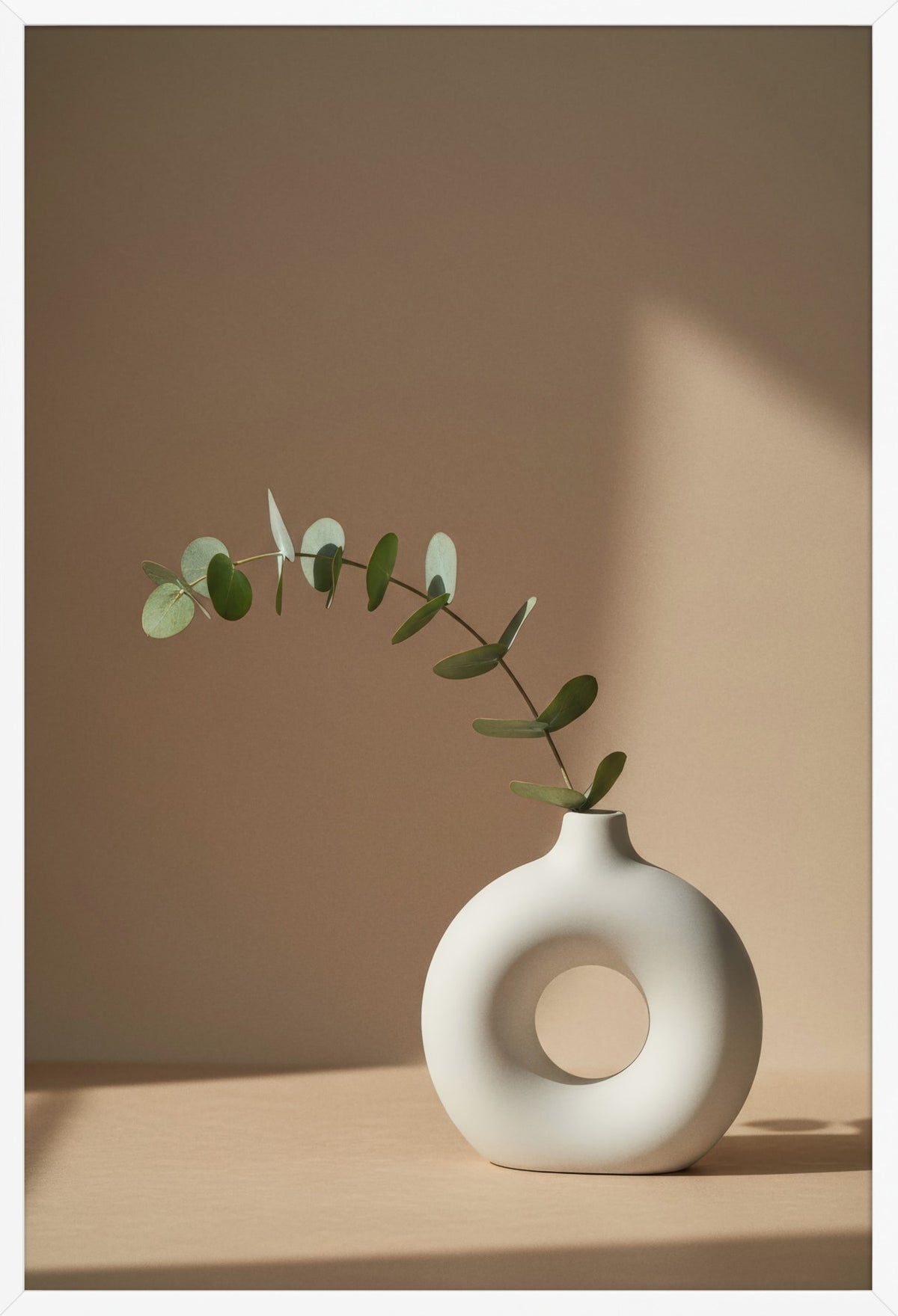 Ring Vase & Eucalyptus — poster in a white frame, front view