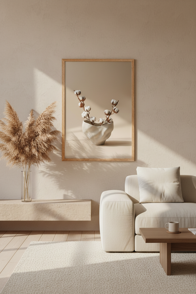 Vase Froissé & Coton — living room