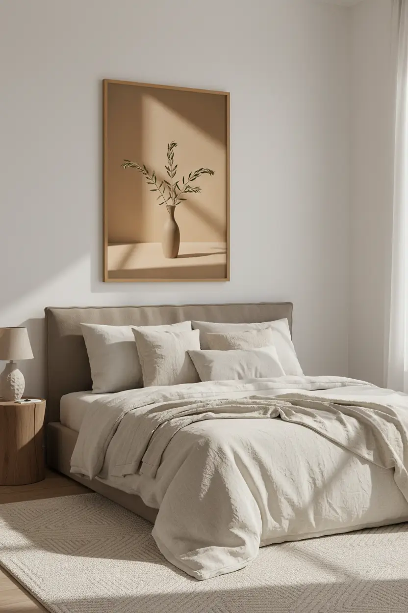 Vase à l’Olivier — Affiche murale minimaliste beige et vert olive inspiration méditerranéenne — affiche murale minimaliste | Cassili-home