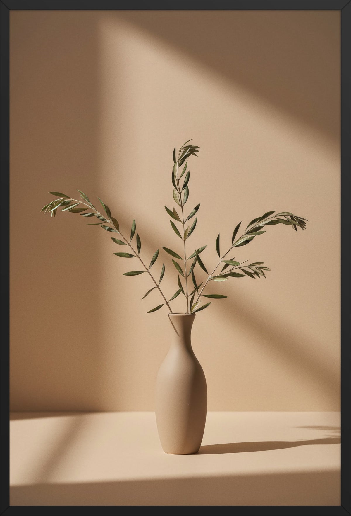 Olive Tree Vase — poster in a black frame, front view