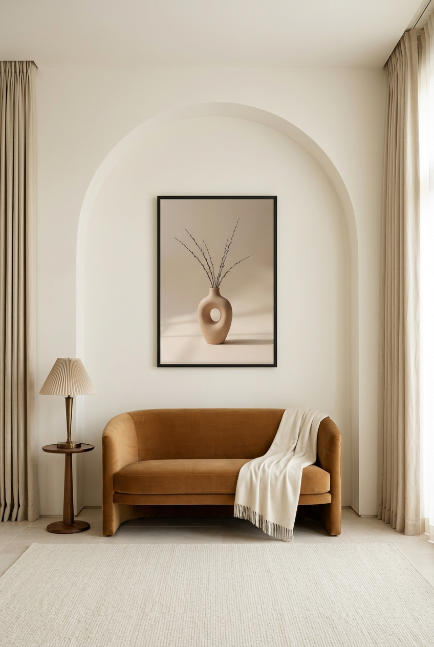 Gesneden vaas — poster in zwarte lijst in een leeskamer