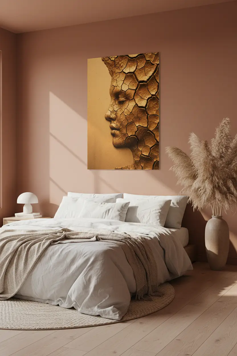 Visage d’Argile — Affiche murale minimaliste terracotta abstr. — affiche murale minimaliste | Cassili-home