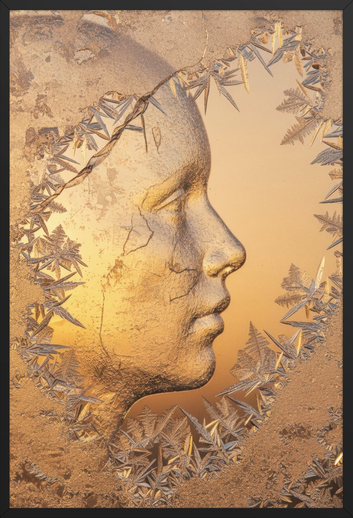 Frost Face — poster in a black frame, front view