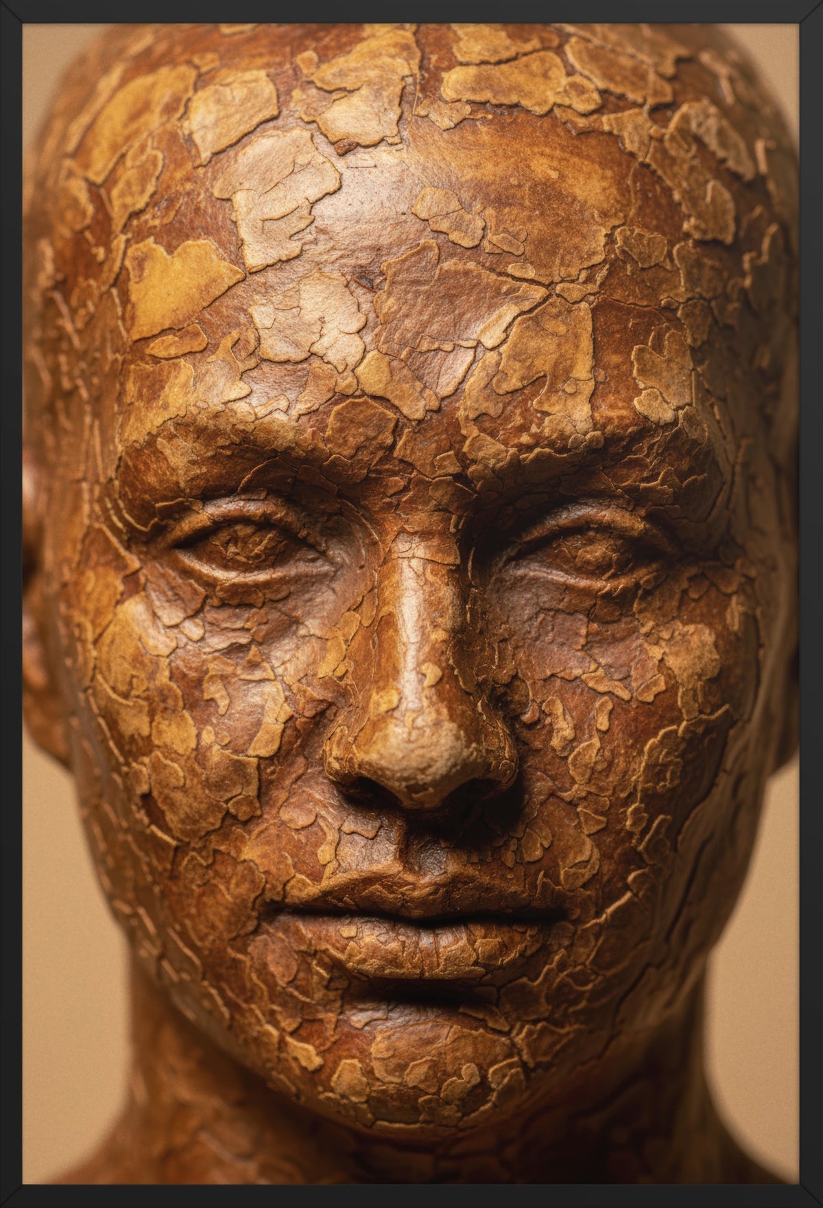 Bark Face — poster in a black frame, front view