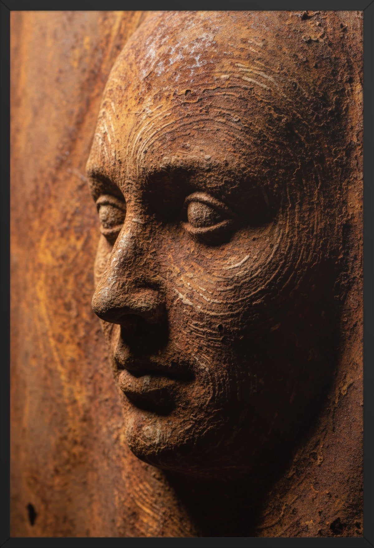 Rust Face — poster in a black frame, front view