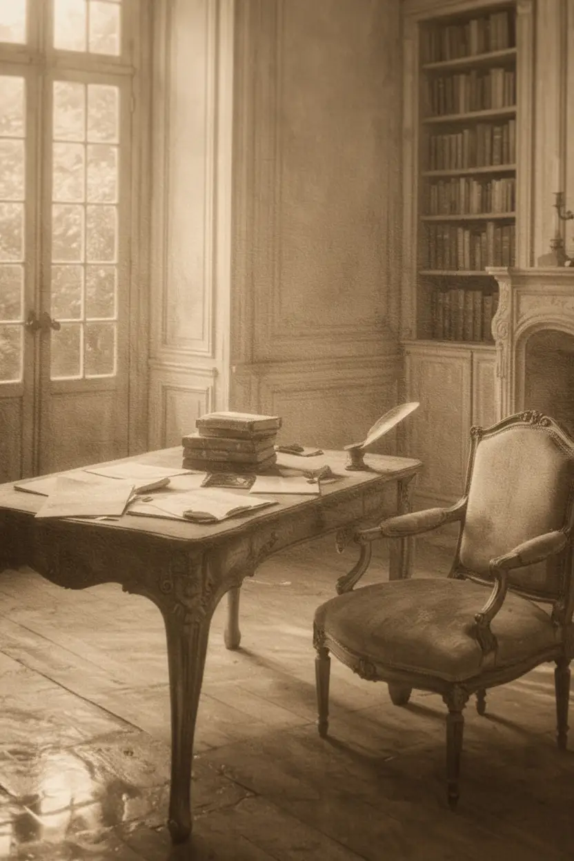 Cabinet du Philosophe — Affiche murale minimaliste sepia et or lumière — affiche murale minimaliste | Cassili-home