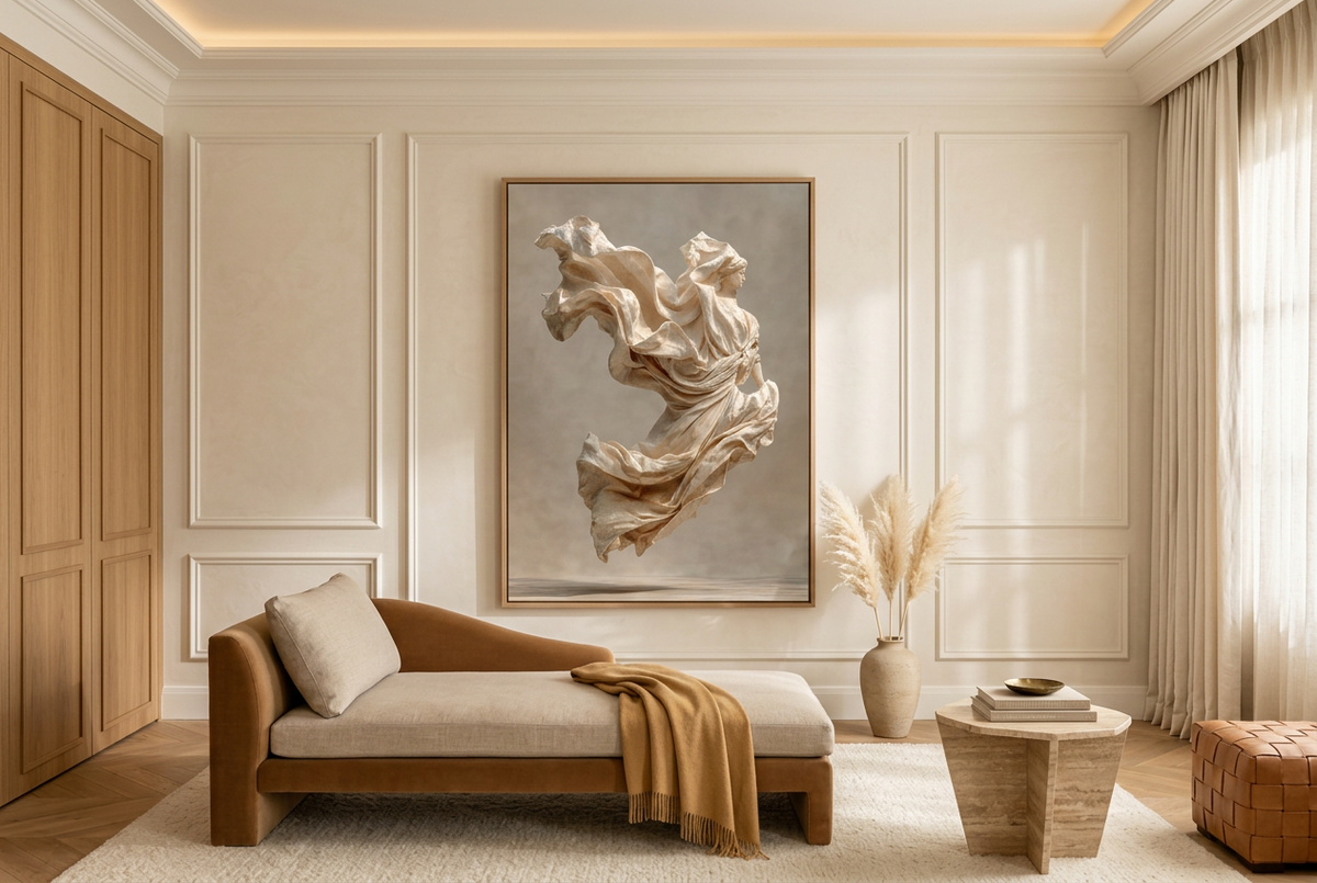 Silhouette Poster — The Linen Dancer, in a living room