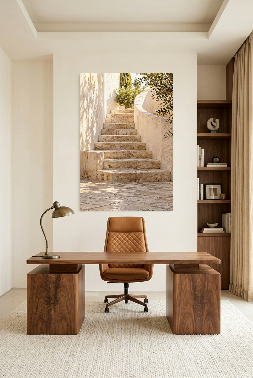 L'Escalier du Patio — affiche sans cadre au-dessus d’un bureau