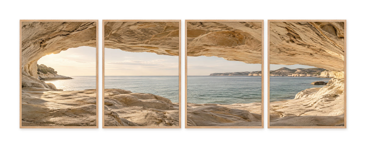 La Grotte Marine — quadriptyque, cadre chêne