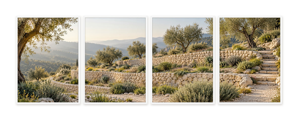 Les Restanques — quadriptyque, cadre blanc