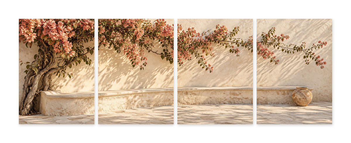 Le Mur aux Bougainvilliers — quadriptyque, poster sans cadre