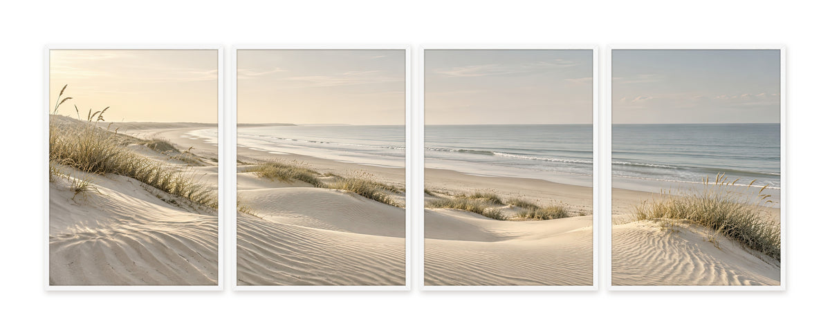Les Dunes du Rivage — quadriptyque, cadre blanc