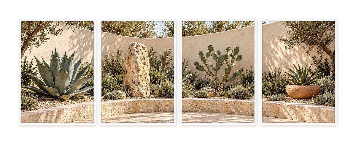 Le Jardin Sec — quadriptyque, cadre blanc