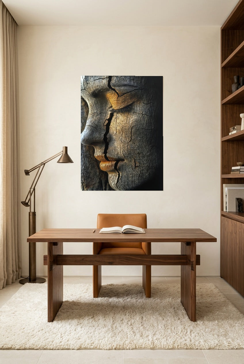 Gouden lippen — poster zonder lijst in een werkkamer