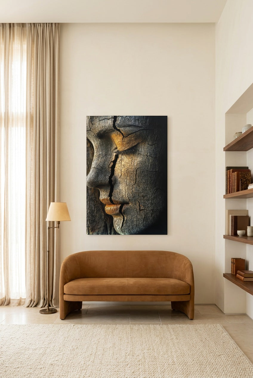 Gouden lippen — poster zonder lijst in een leeskamer