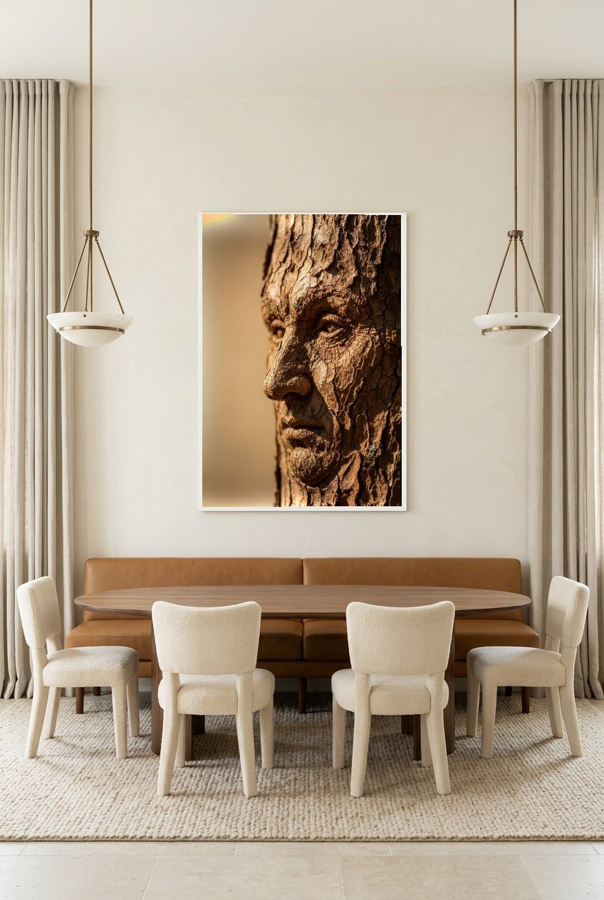 O Antigo — poster com moldura branca numa sala de jantar