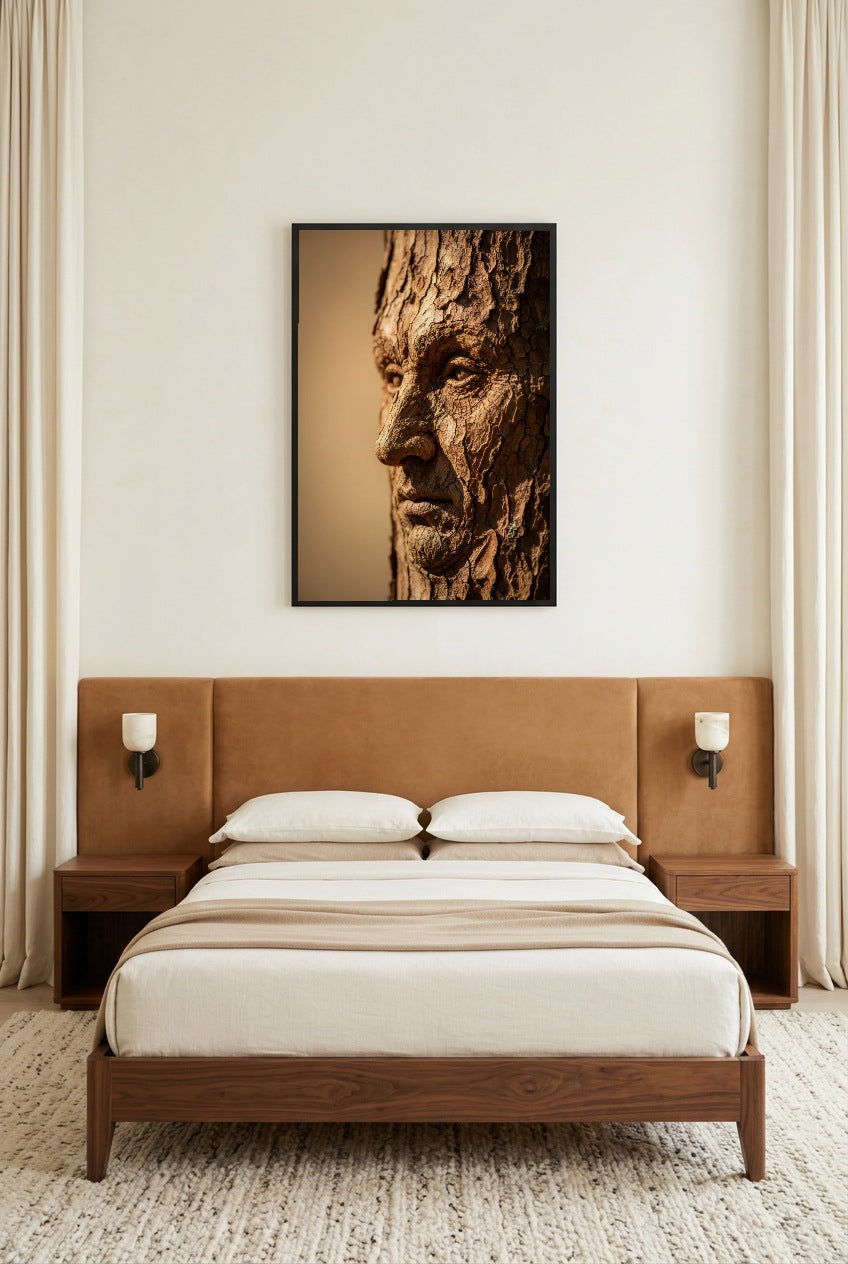 O Antigo — poster com moldura preta por cima de uma cama