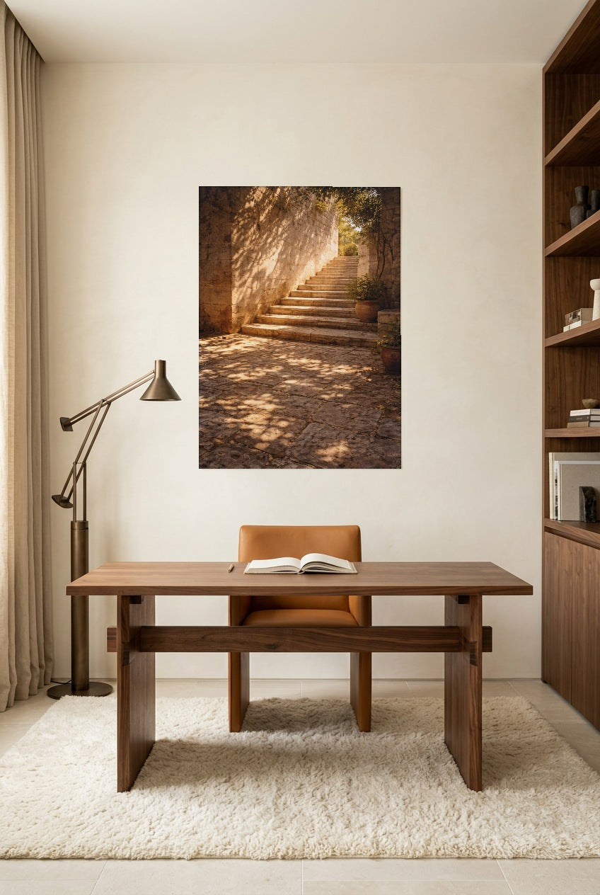 The Garden Staircase — unframed poster in a home office