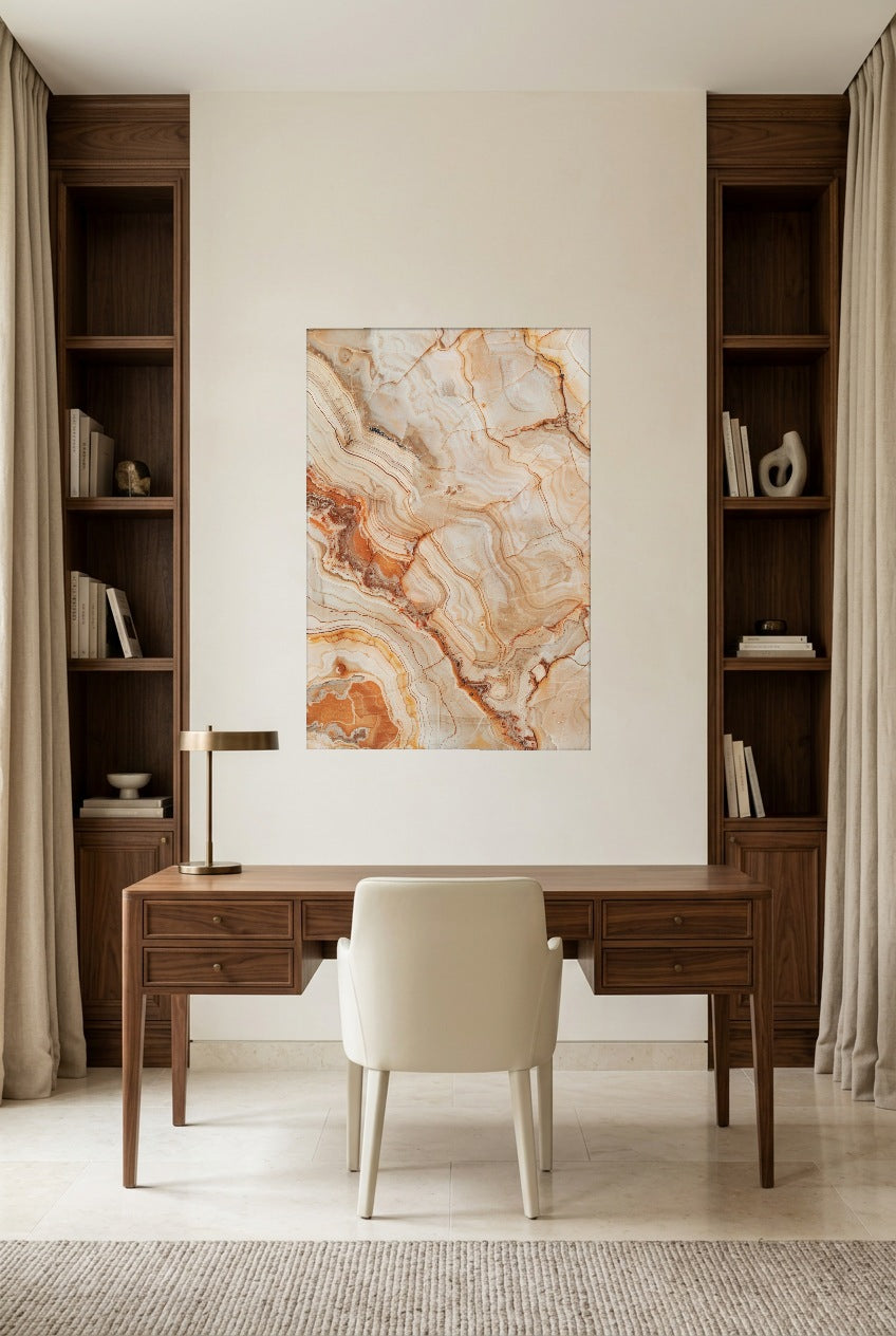 De Beige Onyx — poster zonder lijst in een werkkamer